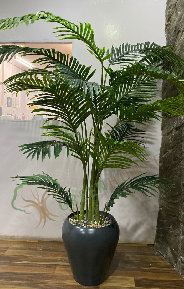 Hot Selling Big Artificial Areca Palm Tree  PVC/Fabric Material Made Natural Style Faux Areca Palm Plant for Office Decoration