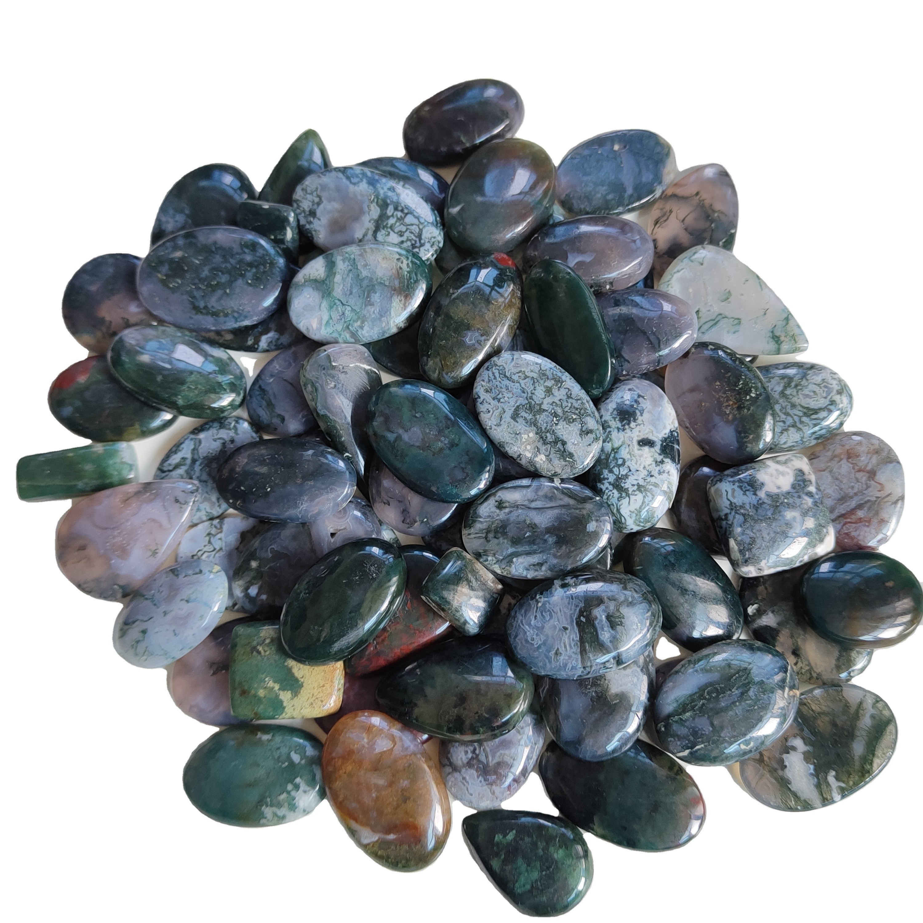 Wholesale Price Moss Agate Loose Gemstone Mix Shape & Size Moss Agate Cabochon Low price Moss Agate Lot Available For Jewelry