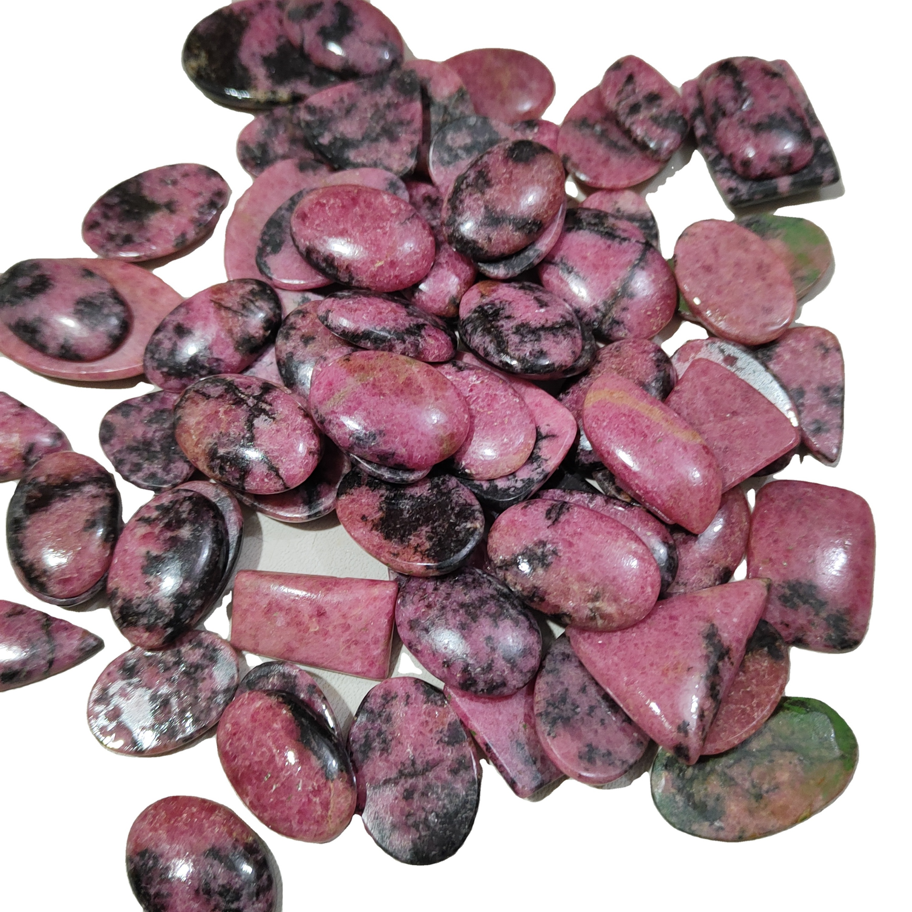 Wholesale Price Top Quality Rhodonite Loose Gemstone 100%Natural Rhodonite Cabochon High Quality Polished Rhodonite For Jewelry