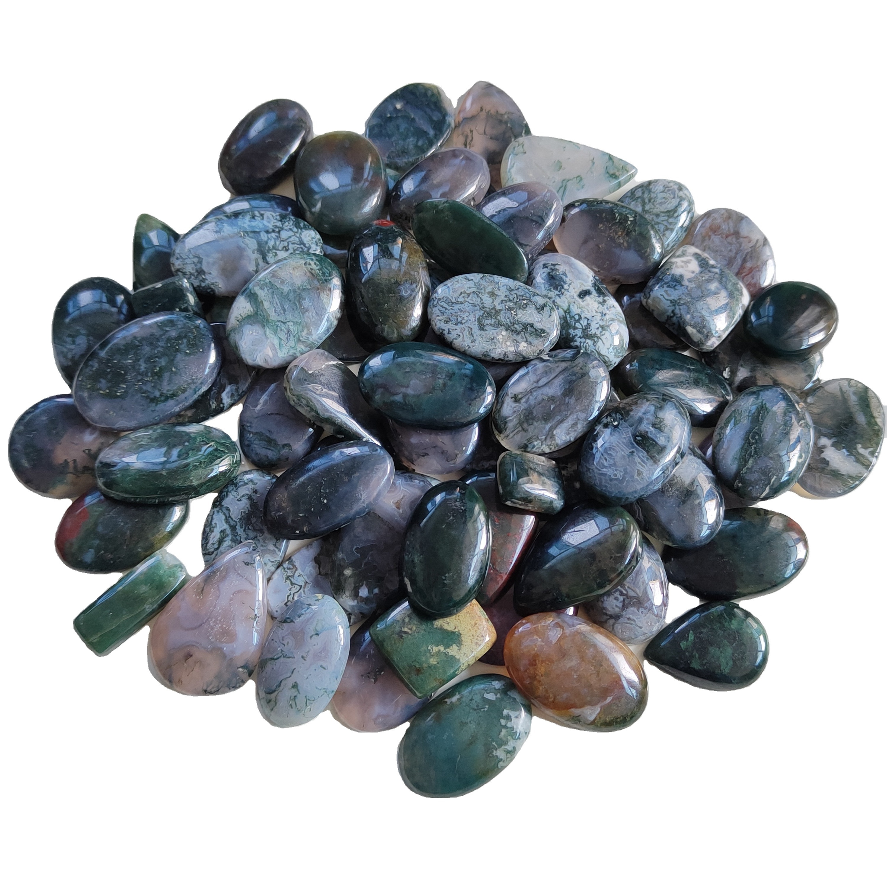 Wholesale Price Moss Agate Loose Gemstone Mix Shape & Size Moss Agate Cabochon Low price Moss Agate Lot Available For Jewelry