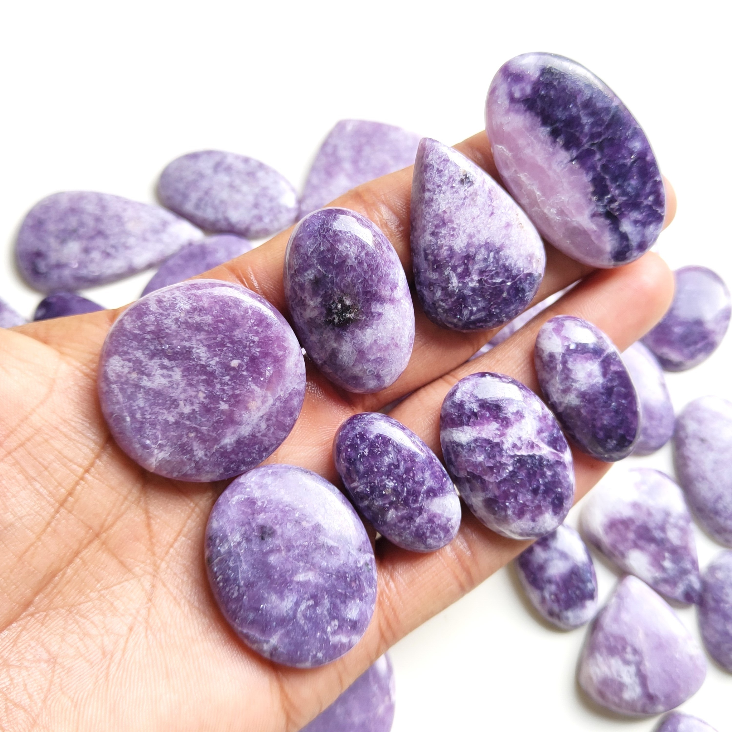 Amazing Quality Lepidolite Cabochon Mix Shape & Size Lepidolite Loose Gemstone Available At Bulk Price Healing Stone For Jewelry