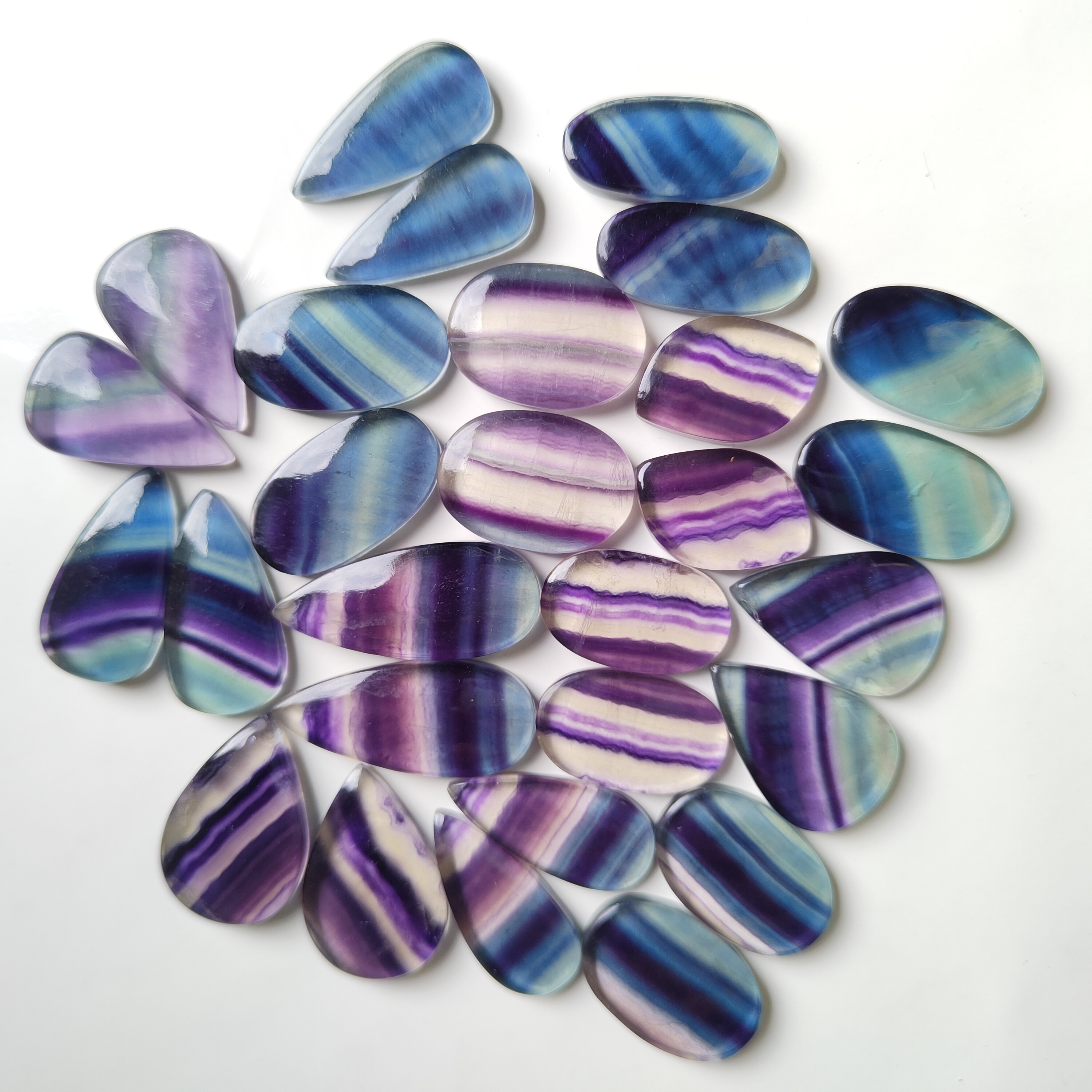 High Grade Wholesale Price Fluorite Pair Loose Gemstone High Quality Fluorite Pair Cabochon For Jewellery Making