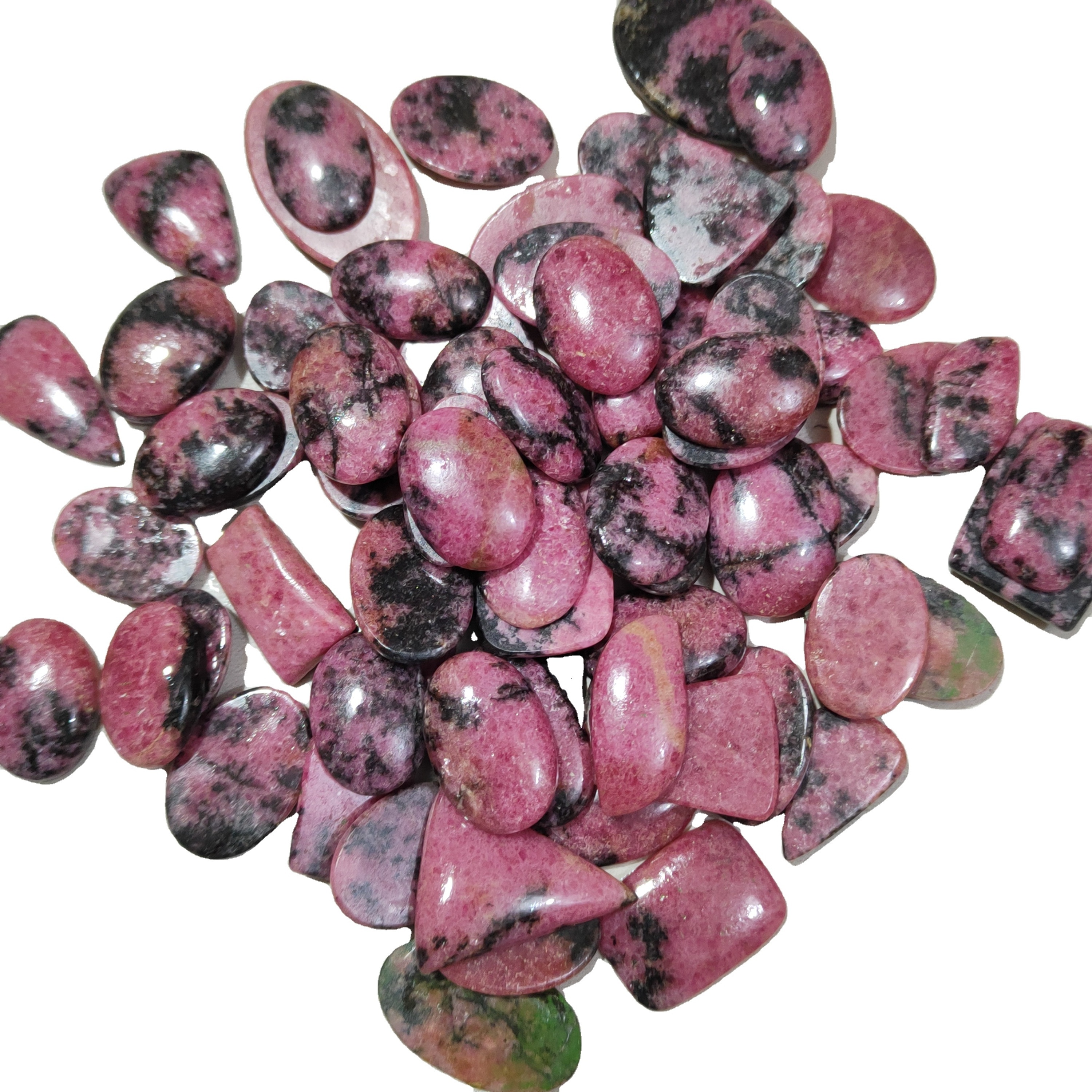 Wholesale Price Top Quality Rhodonite Loose Gemstone 100%Natural Rhodonite Cabochon High Quality Polished Rhodonite For Jewelry