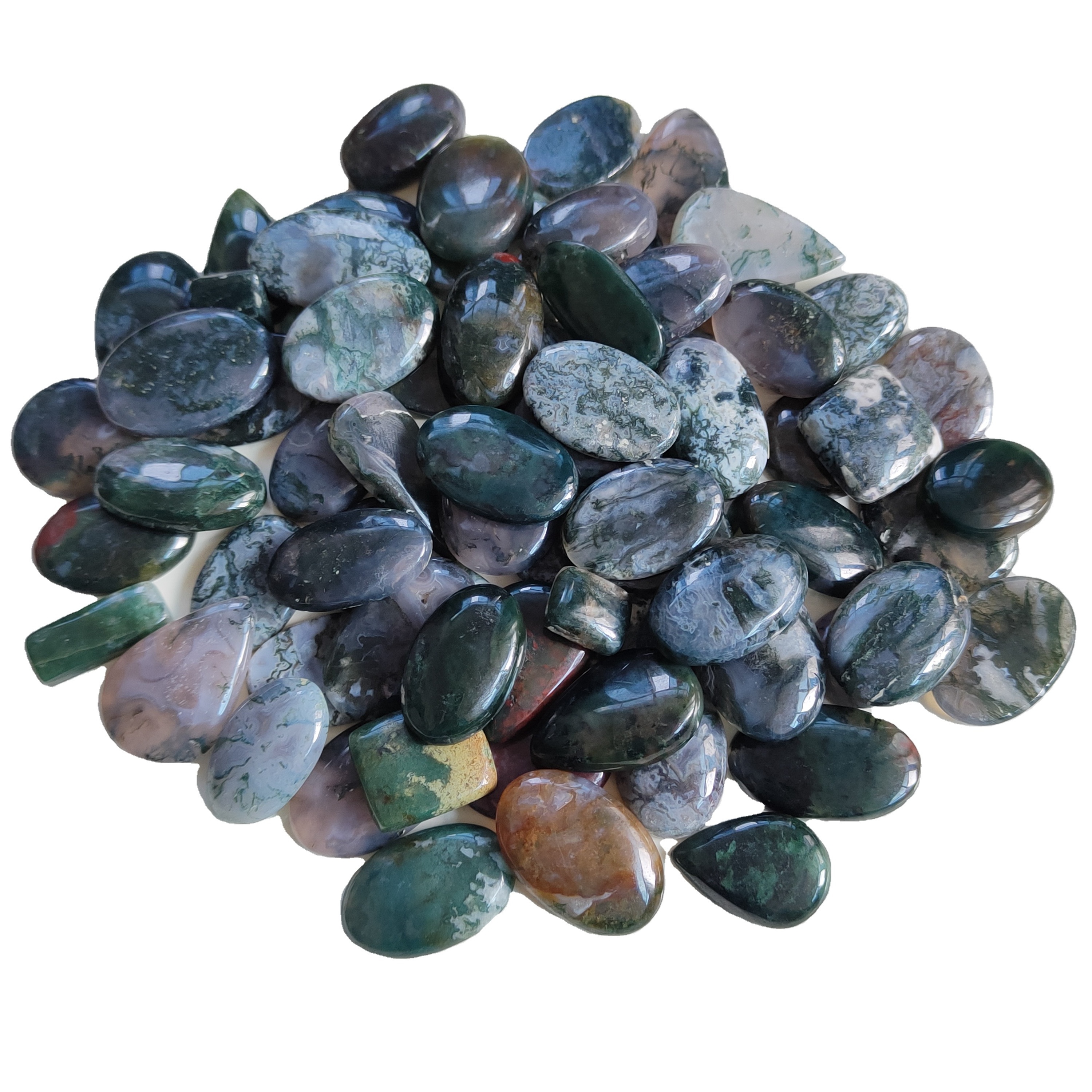 Wholesale Price Moss Agate Loose Gemstone Mix Shape & Size Moss Agate Cabochon Low price Moss Agate Lot Available For Jewelry