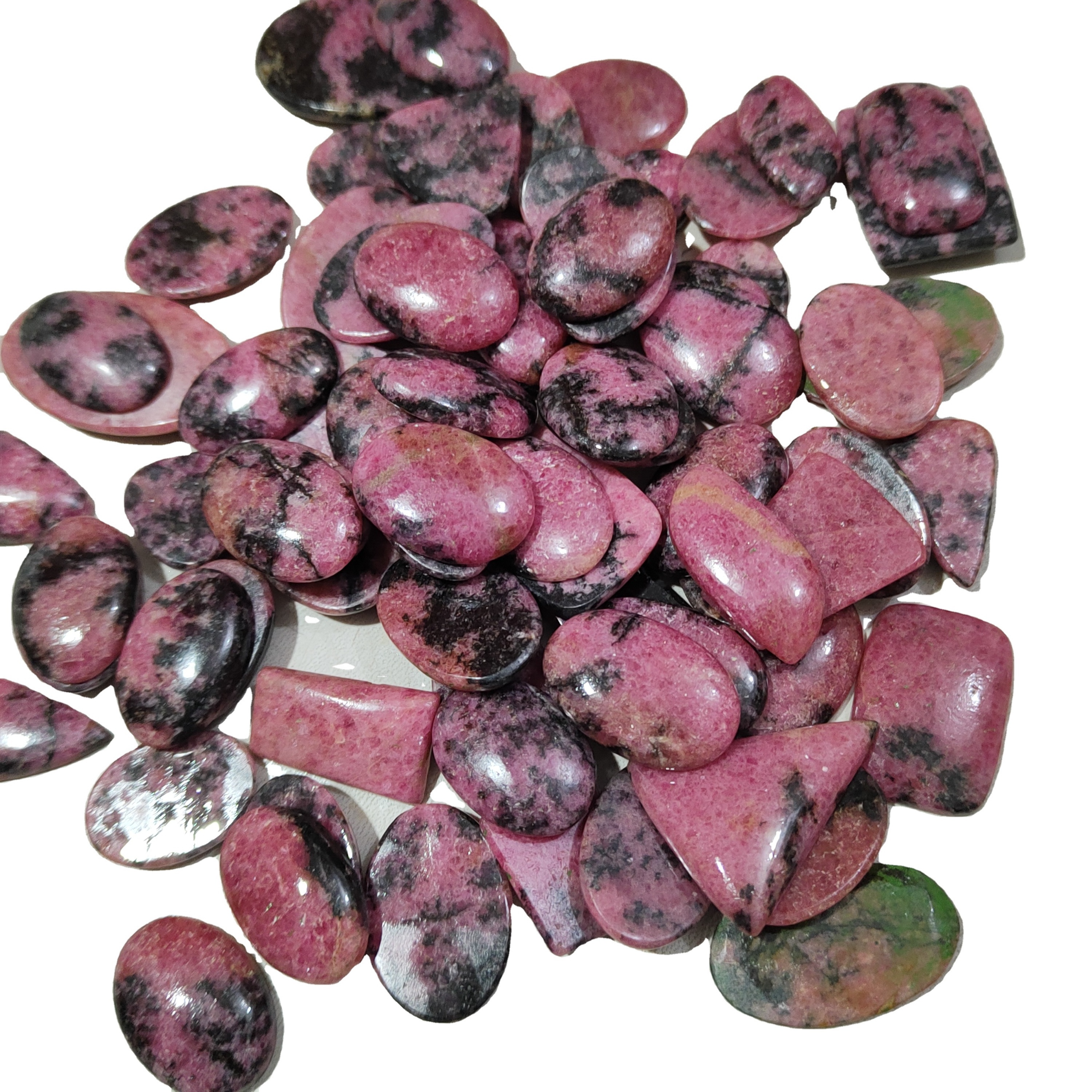 Wholesale Price Top Quality Rhodonite Loose Gemstone 100%Natural Rhodonite Cabochon High Quality Polished Rhodonite For Jewelry