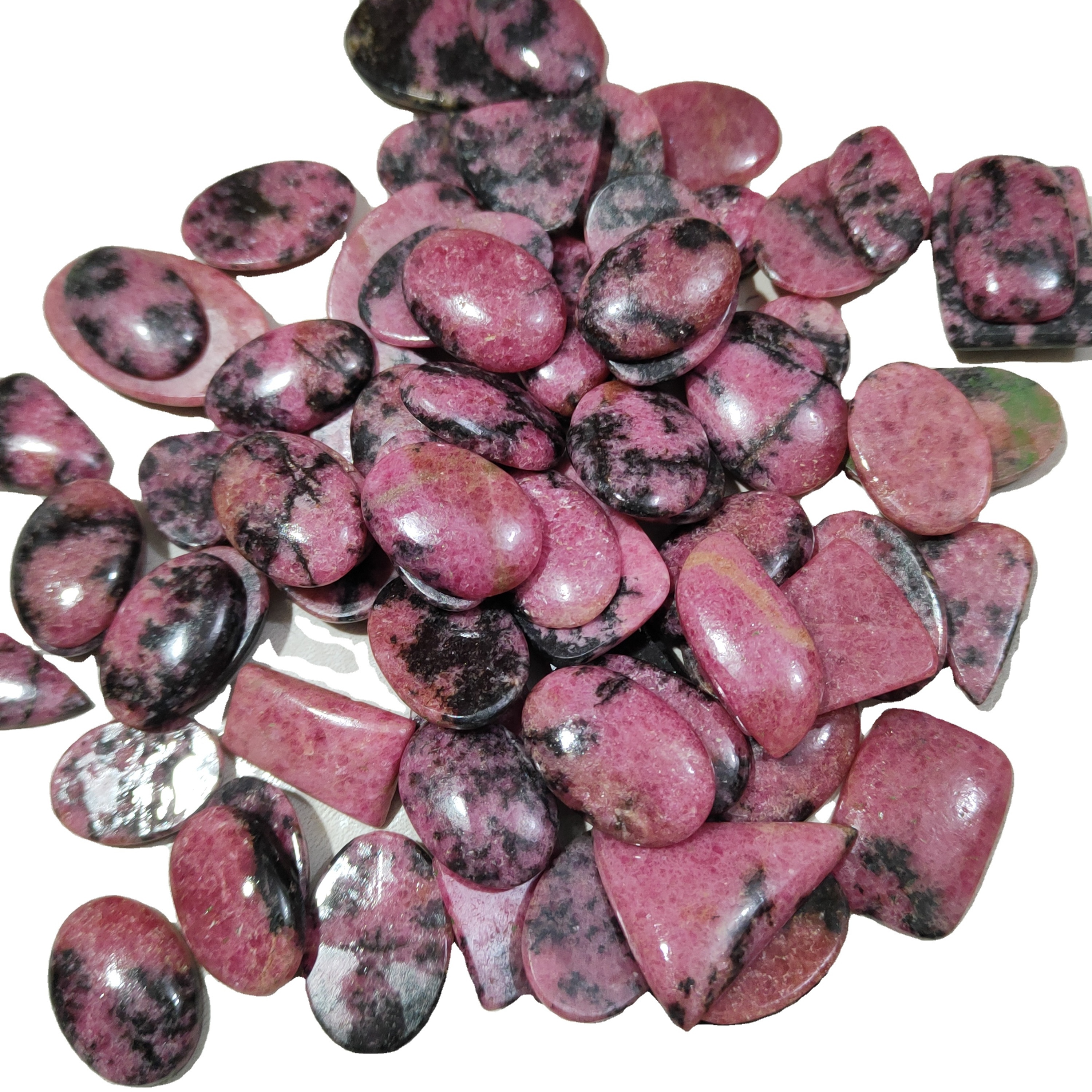 Wholesale Price Top Quality Rhodonite Loose Gemstone 100%Natural Rhodonite Cabochon High Quality Polished Rhodonite For Jewelry