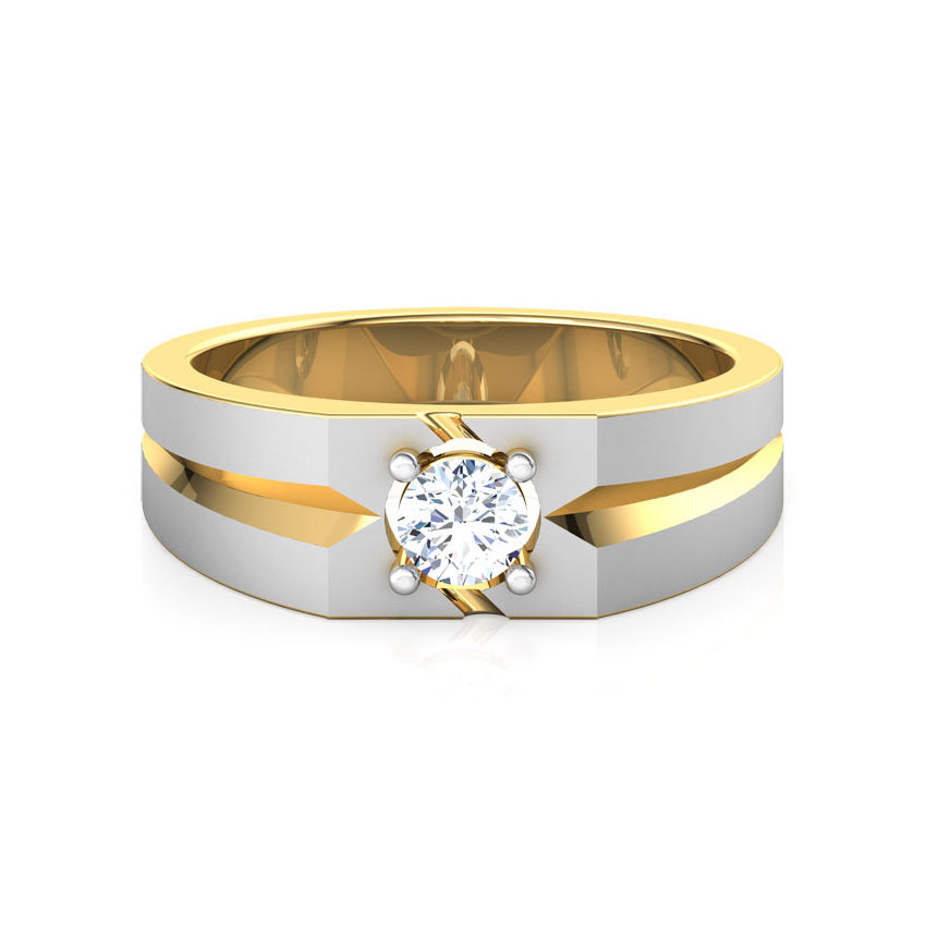 Yellow Chimes Round Stone Rings  Western Style Band Rings Titanium Collection  18k Yellow Gold Rings for Mens.