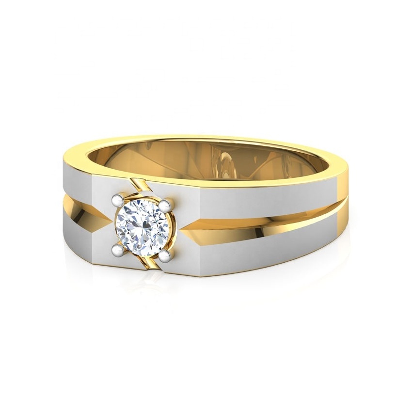 Yellow Chimes Round Stone Rings  Western Style Band Rings Titanium Collection  18k Yellow Gold Rings for Mens.