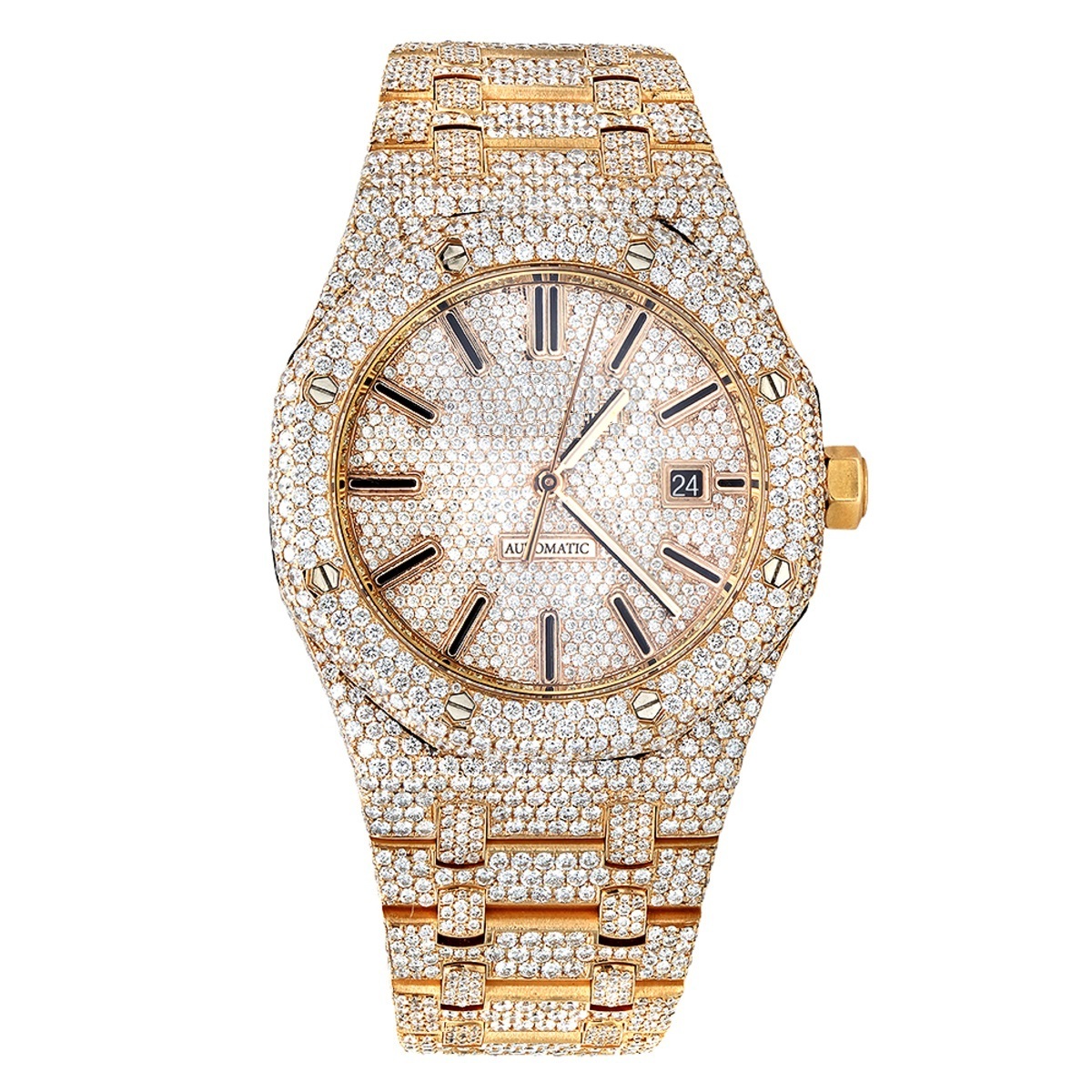 Anant Jewels Luxury Gold Moissanite Watch Roman Number High Quality Hip Hop Full CVD Diamond Watch Men's Iced Out Quartz Watches