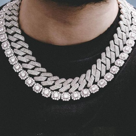 Buy Iced out Moissanite and Men Necklaces 19mm Prong Miami Cuban Link Chain Icy Gold Plated Hip Hop Jewelry for Rapper India