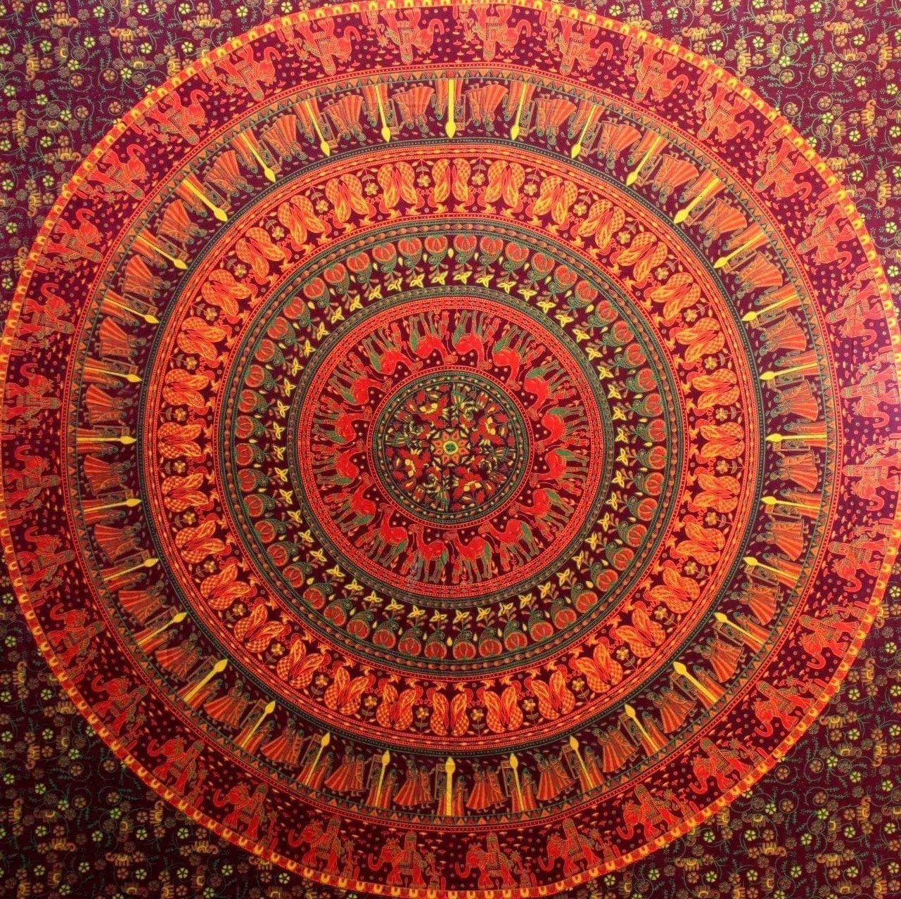 Standard Quality Elephant and Hippie Tapestry Mandala Tapestry Wall Hanging for Home Decor from Indian Supplier