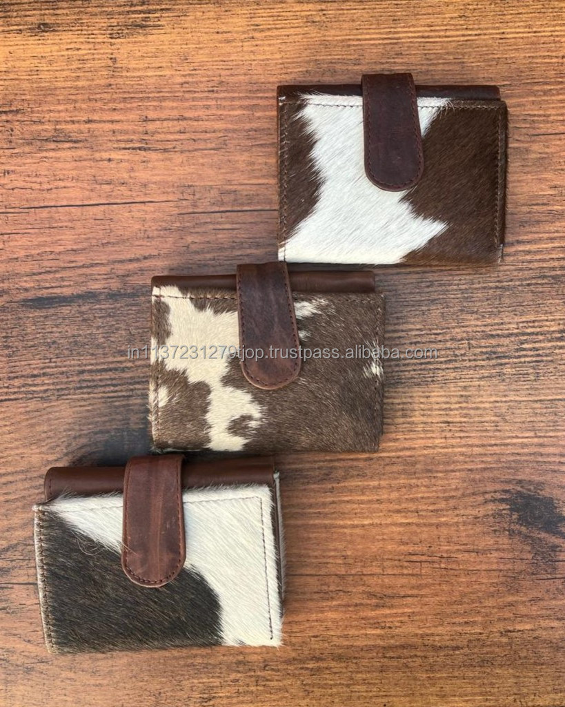 New Real Cowhide Fur Leather Clutch New Design Stylish Multi Uses Western Hot Selling Real Cowhide Small Wallets For Women's