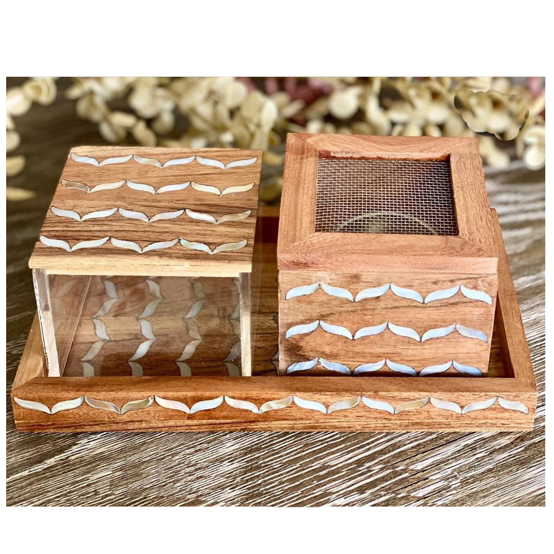 Incense Holder Terrazzo Pattern Bakhoor Burner Tray Set Luxury Eid Gifts Bakhoor Box Wholesale Bakhoor Burner For Ramadan Tray