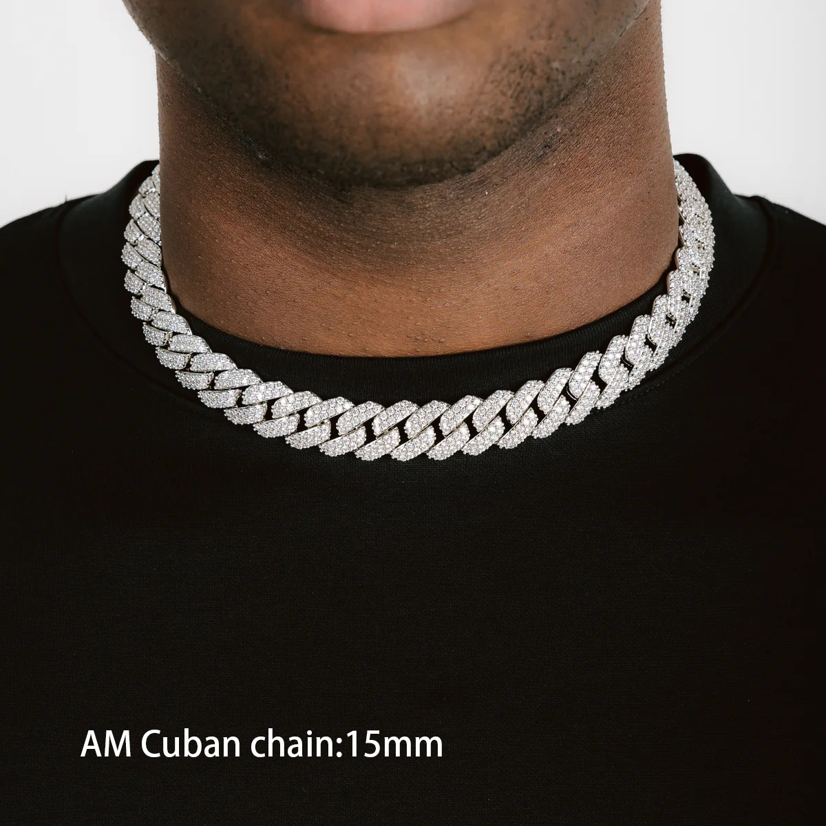 Lab grown cuban chain  Custom Hip Hop Diamond Necklace Jewelry 18K Gold Plated   Iced Out Cuban Link Chain