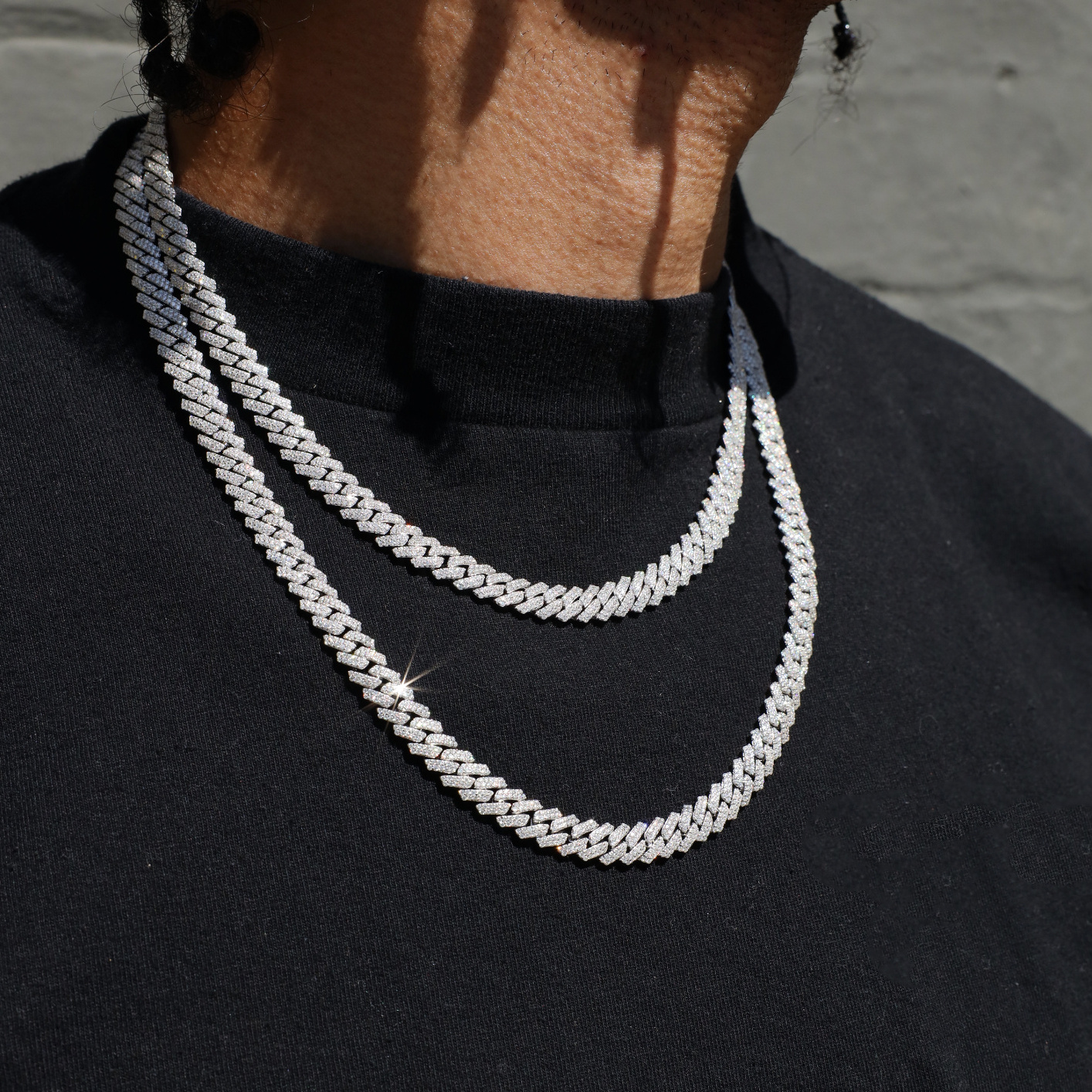 Lab grown cuban chain  Custom Hip Hop Diamond Necklace Jewelry 18K Gold Plated   Iced Out Cuban Link Chain