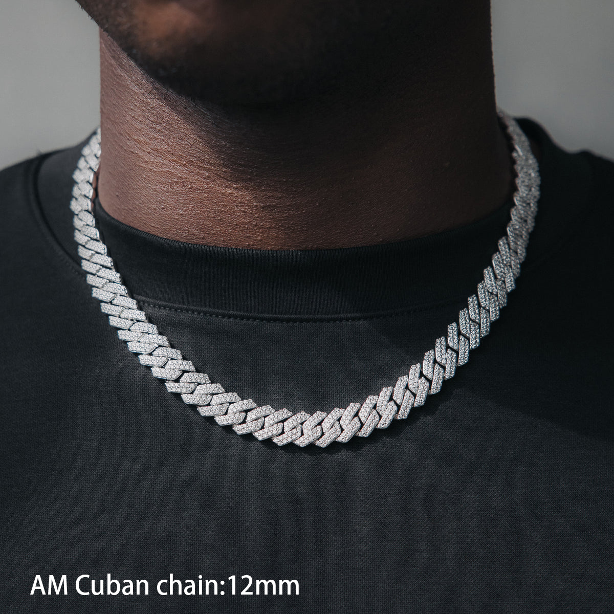 Lab grown cuban chain  Custom Hip Hop Diamond Necklace Jewelry 18K Gold Plated   Iced Out Cuban Link Chain