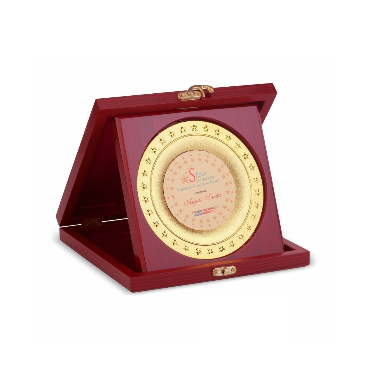 High o Demand Round Shield Plaque with Wooden Box for Employ of The Year Awards for Export from India