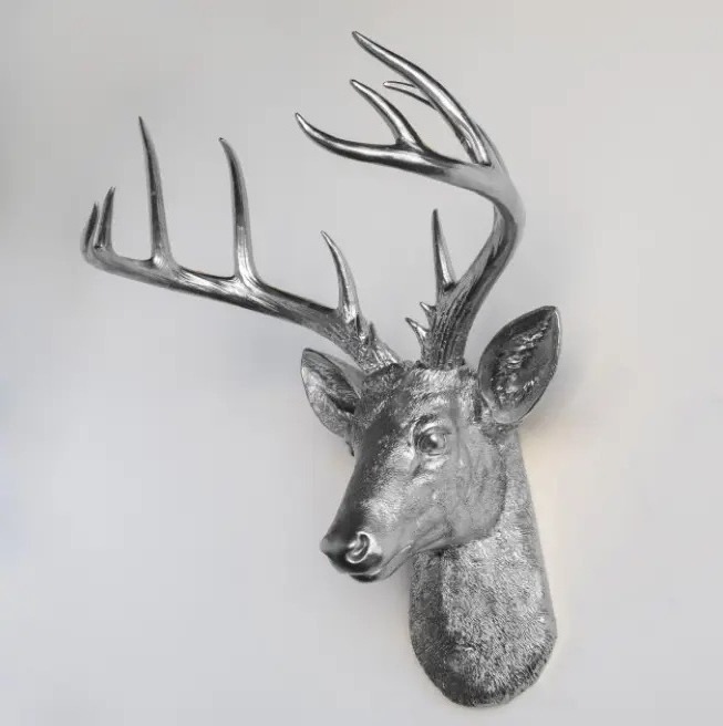 Home decor indoor modern art wall sculptures metal animals head sculptures deer head wall decor