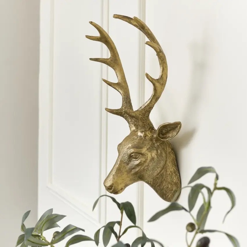 Home decor indoor modern art wall sculptures metal animals head sculptures deer head wall decor