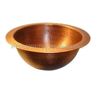 Pure Copper Hand Hammered Round Bathroom Sink Counter top Wash hand basin Vessel Bowl sinks