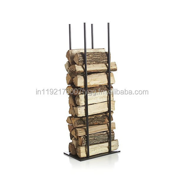 Fireplace accessory metal smart log holder rack with cover indoor and outdoor wrought iron firewood log rack