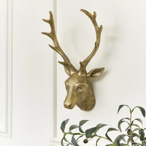 Home decor indoor modern art wall sculptures metal animals head sculptures deer head wall decor