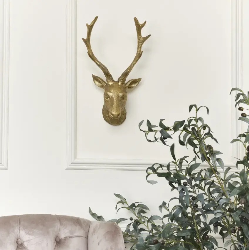 Home decor indoor modern art wall sculptures metal animals head sculptures deer head wall decor