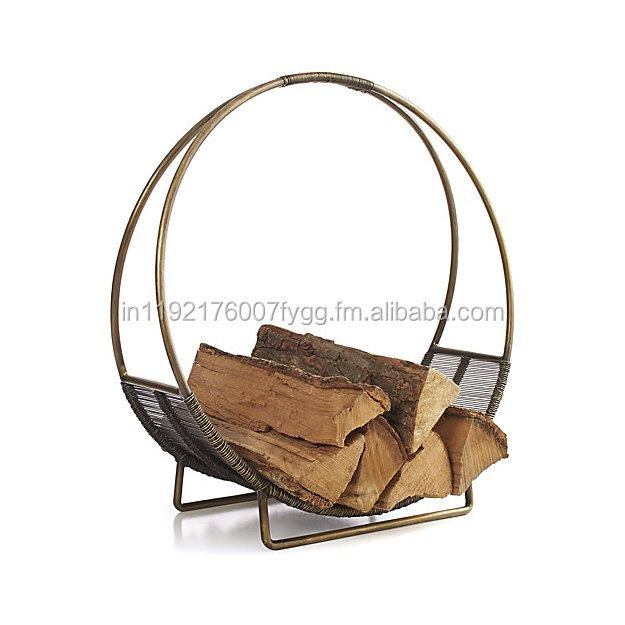 Fireplace accessory metal smart log holder rack with cover indoor and outdoor wrought iron firewood log rack