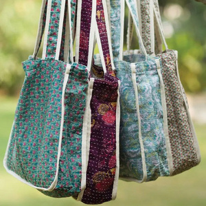 Wholesale Vintage Kantha Quilted Shopping Bag Boho Chic Hand Bag Women's Shoulder Bag