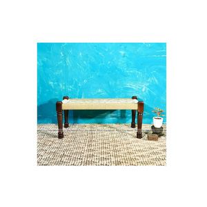 Direct Factory Export Decorative Beige and White Mini Charpai Bench for Home and Farmhouse Use at Best Prices from India