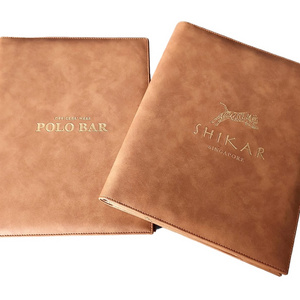 High Quality Custom Pu Leather gold Logo Table Menu Folder Book for Restaurant available in bulk quantity