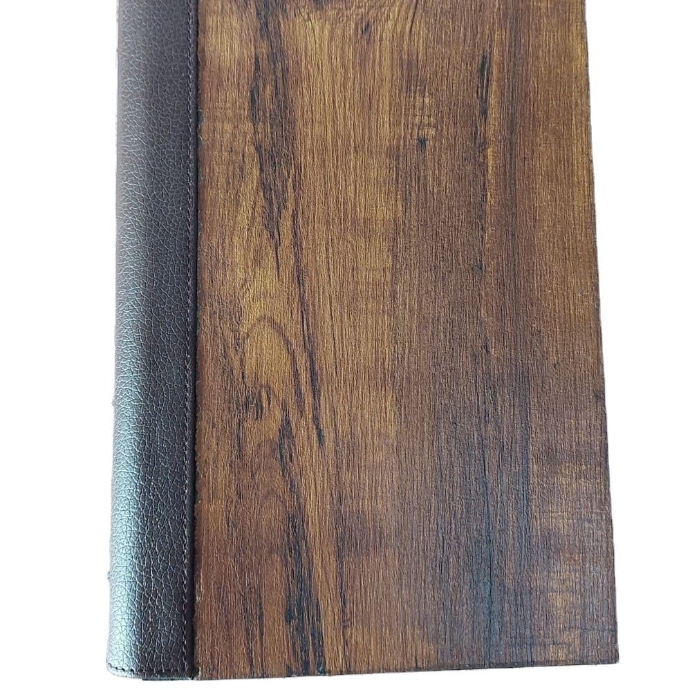 OEM Classic Hotel Restaurant Menu Folder 8.5 X 11 Inches Wood Presentation Book Covers with Metal and PU Material Holders