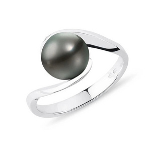 Black Pearl Round Trendy Design 925 Sterling Silver Minimalist Band Fine Silver Jewelry Women Girl Party Wear Ring Wholesale