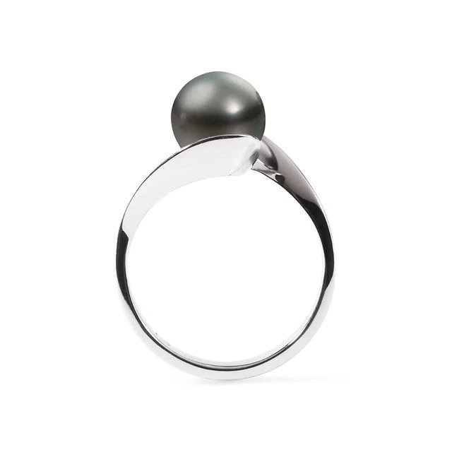 Black Pearl Round Trendy Design 925 Sterling Silver Minimalist Band Fine Silver Jewelry Women Girl Party Wear Ring Wholesale