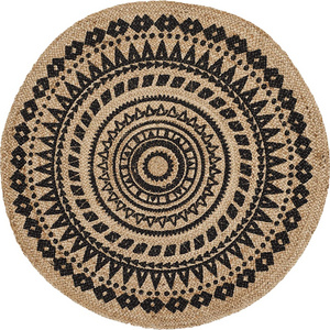 Nature4u Beautiful Handwoven Round Jute Floor Braided Reversible Mandala Braided round printed  Jute Area Rug