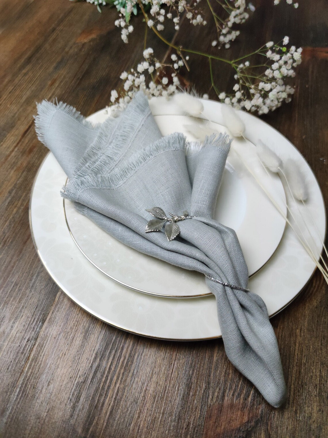 100% Linen  fringed napkins linen napkins stonewashed frayed edge linen napkins in bulk many color whole sale