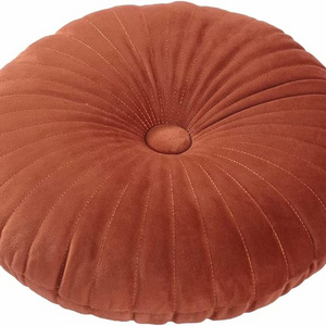 Round Pillow Cushion for Couch Velvet Decorative Small Throw Pillow Solid Color for Living Room Bed Floor