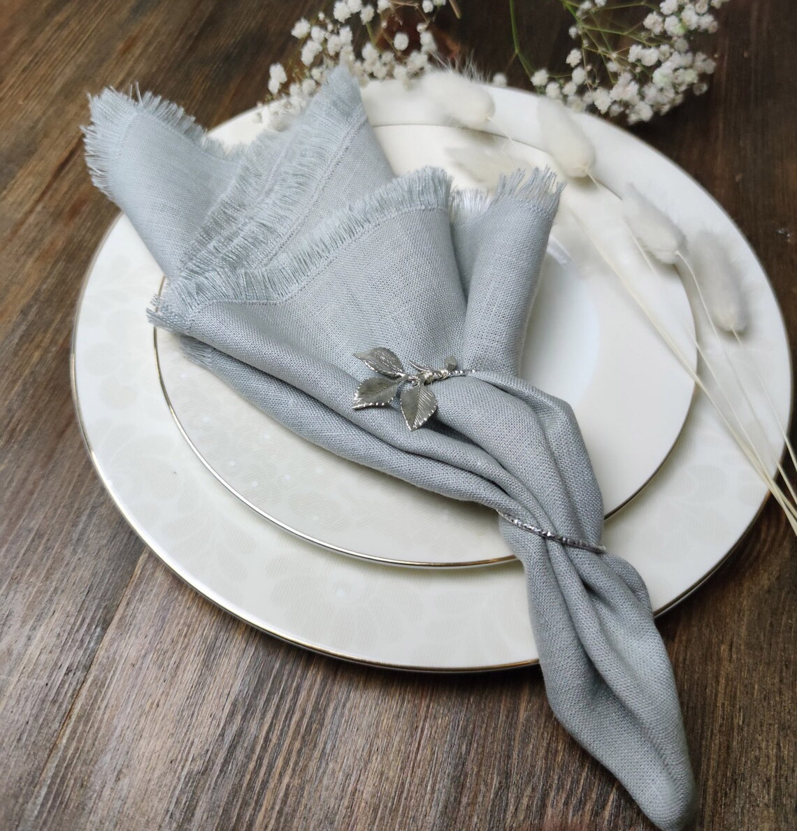 100% Linen  fringed napkins linen napkins stonewashed frayed edge linen napkins in bulk many color whole sale