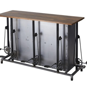 New Industrial modern Cabinets Bicycle Shape Foot Rest Black Metal Base bar Table living room Cabinets For Pubs