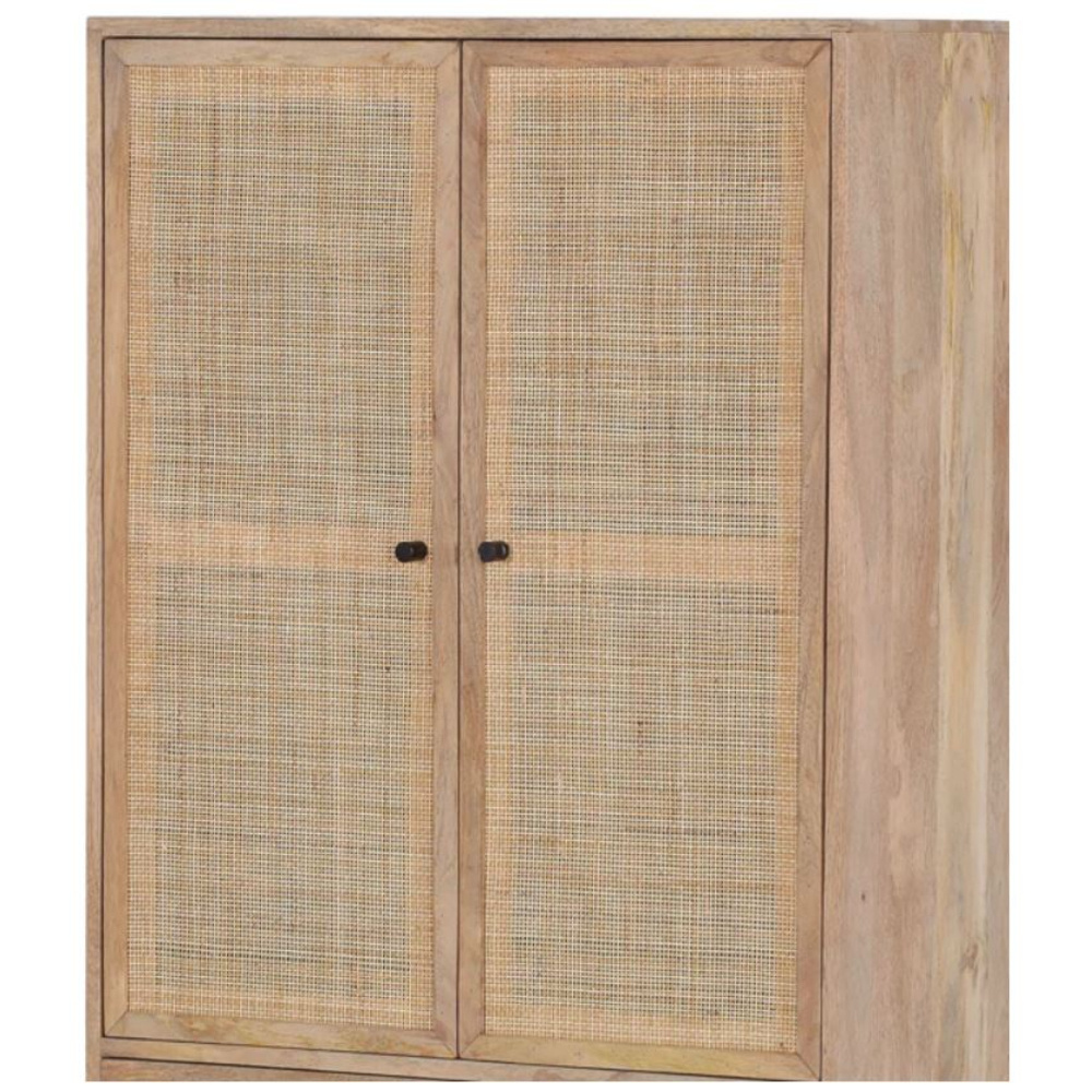 New Rattan Finish Bedroom furniture Solid Wood living room cabinets Mango wardrobes With storage boxes And storage drawers Home