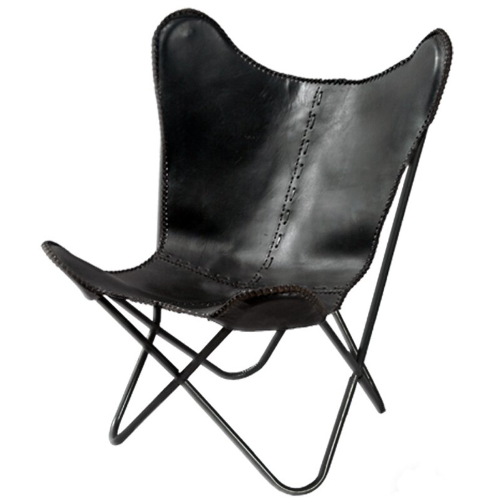 Latest Model  Modern Concise Design Elegant Butterfly Living Room Chairs With Metal And Leather