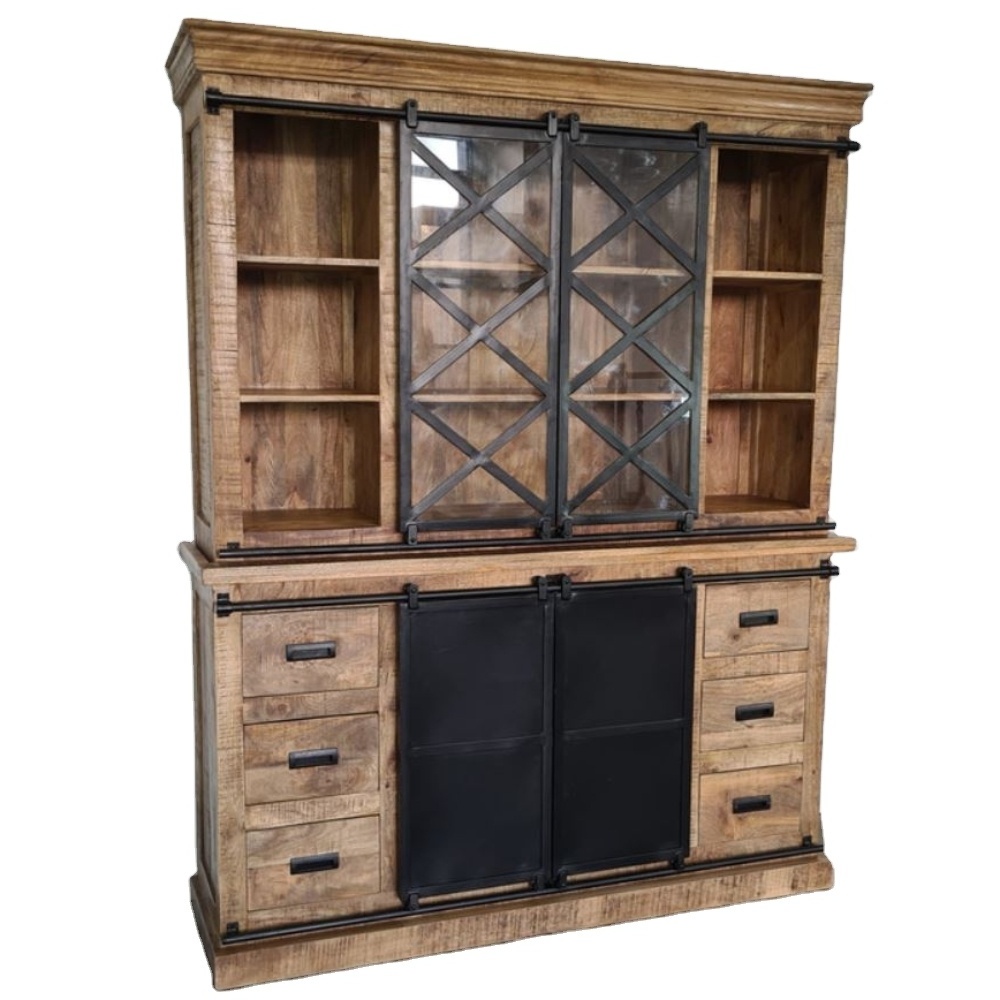 Industrial bookcases living room cabinets kitchen cabinets wardrobes With Solid Wood And metal crafts Leg bedroom furniture