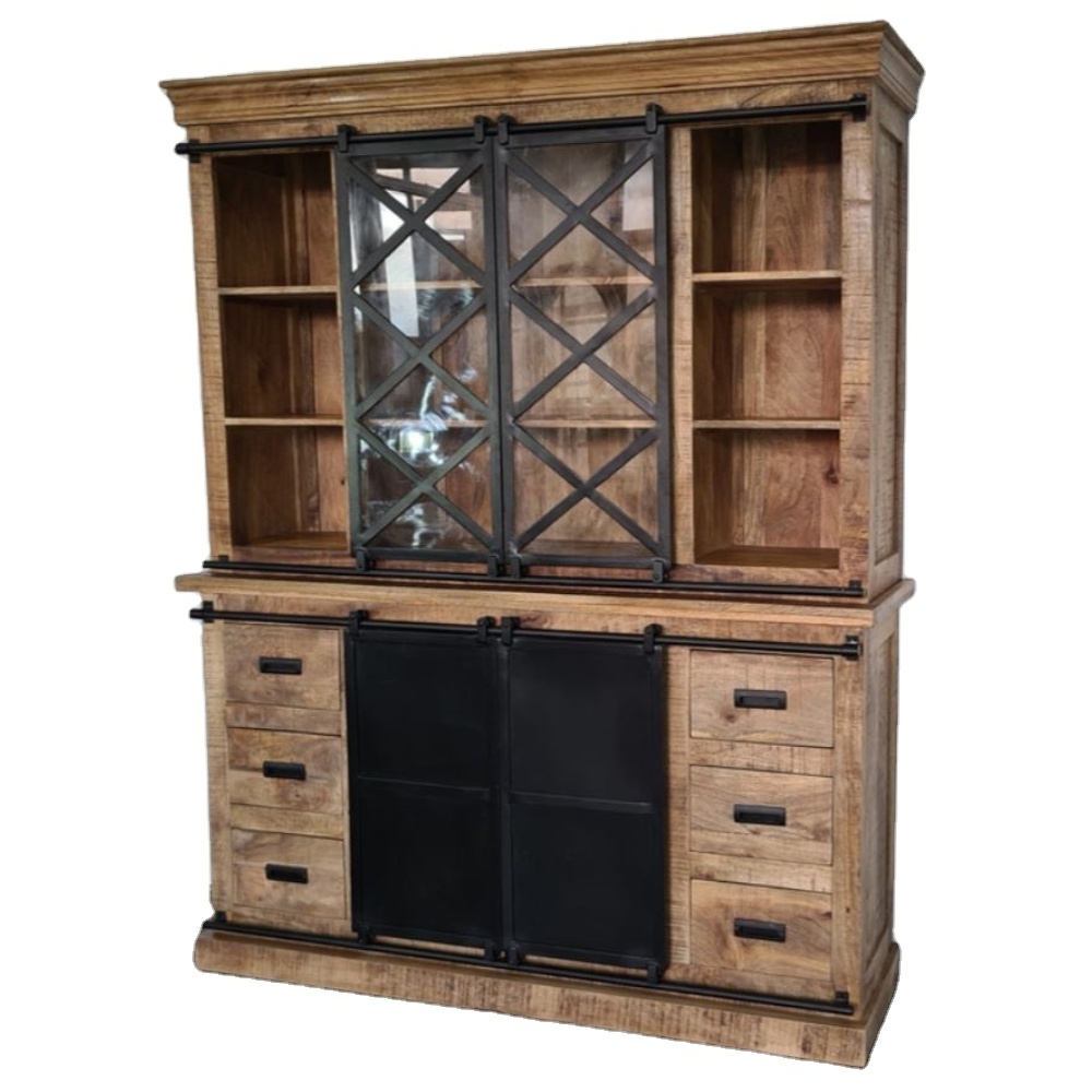 Industrial bookcases living room cabinets kitchen cabinets wardrobes With Solid Wood And metal crafts Leg bedroom furniture