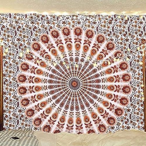 Indian hippie Bohemian Psychedelic Peacock Mandala Wall hanging College Dorm Beach Throws Table Cloth Bedding Tapestry