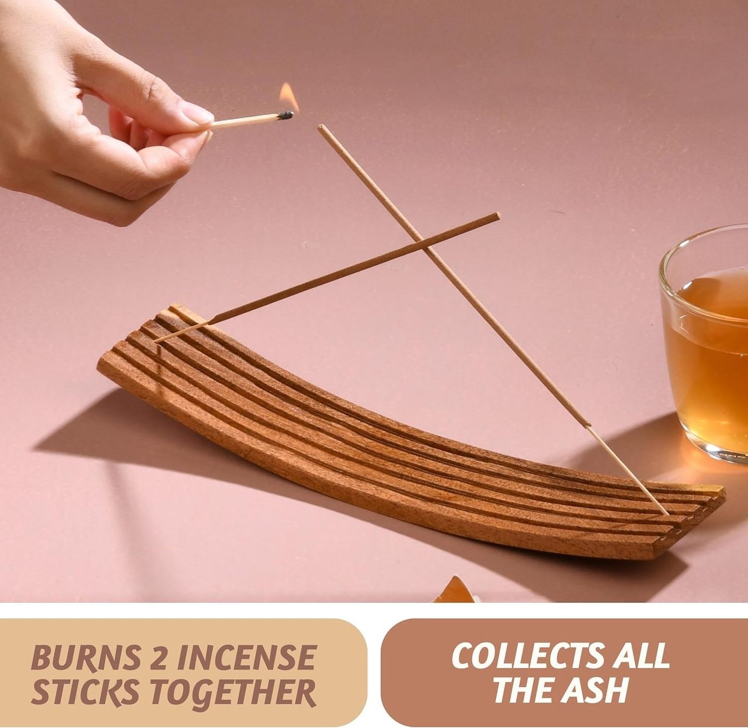 Wooden Incense Stick Holder for Table Decor Scented Ash Catcher for Incense Sticks Burner or Incense Holder