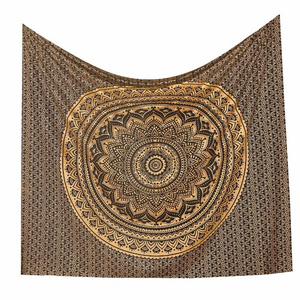 Gold and Black Ombre Tapestry Mandala Hippie Wall Hanging Bohemian Tapestry Original Wall Decoration 100% Cotton All-season