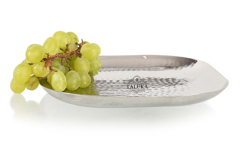 Best Selling Stainless Steel Hammered Square Food Fruit Egg Bar Restaurant Serving Tray