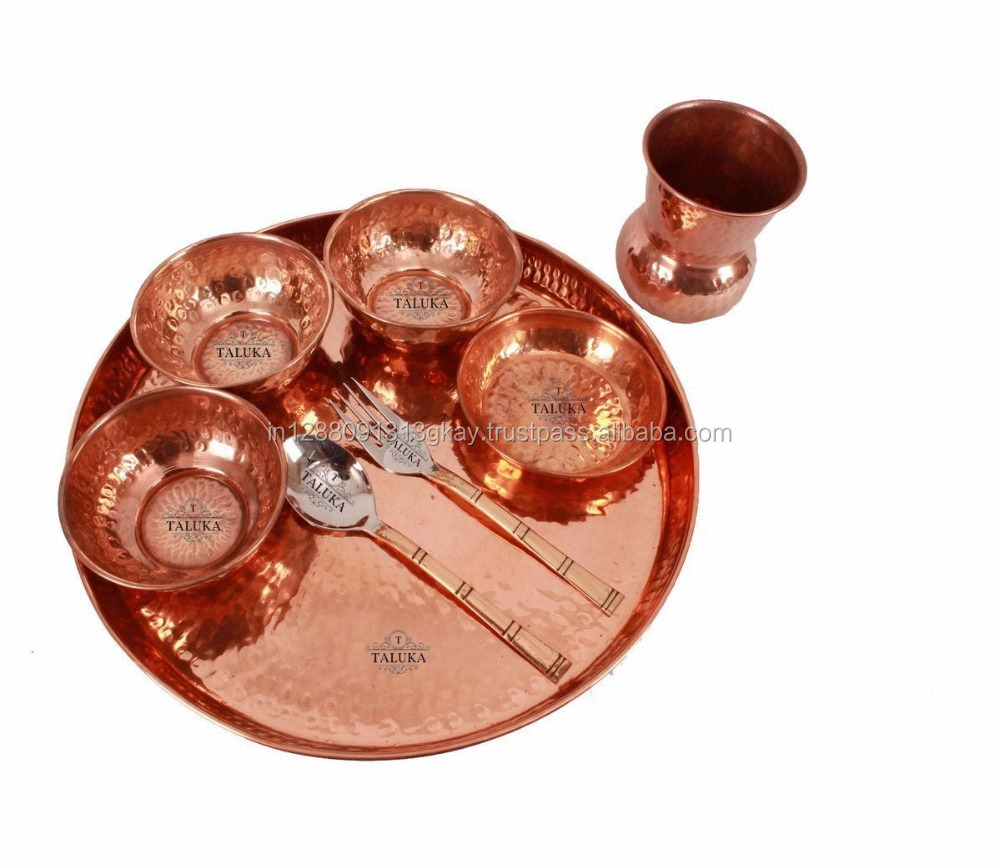 Indian manufacturer 8 pc food serving copper dinner set