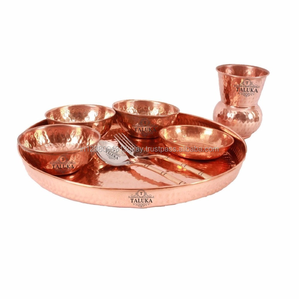 Indian manufacturer 8 pc food serving copper dinner set