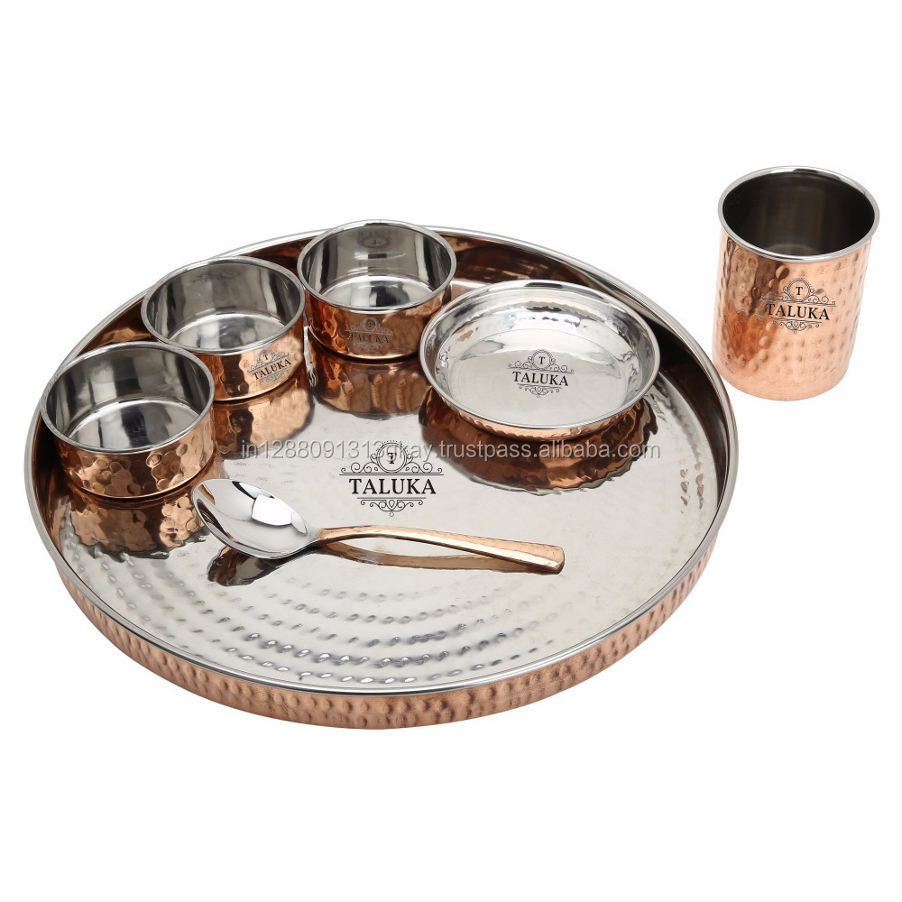 Wholesale supplier food serving copper steel dinner set